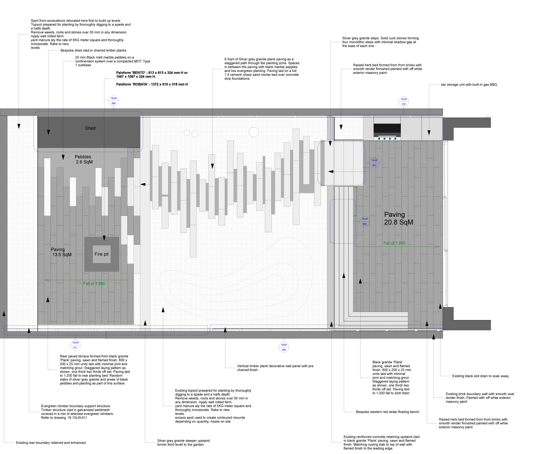 Proposal drawing for South London Garden by James Aldridge Landscape and Garden Design